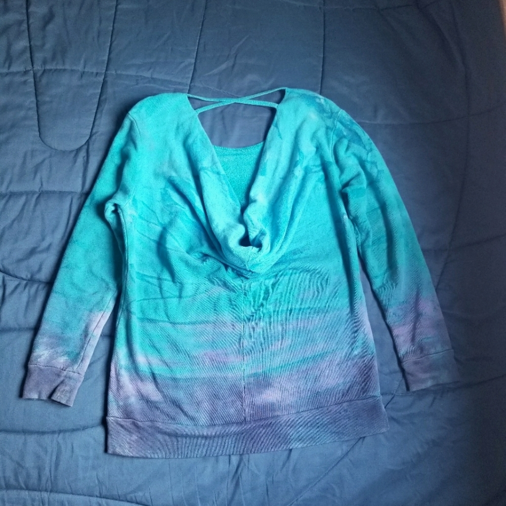 Venus Back Swoop Ombre Tie Dye Blue Purple Sweatshirt